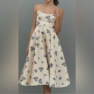 NWOT Anthropologie x BHLDN Gabriella A-Line Satin Midi Dress w Pockets - Size 4